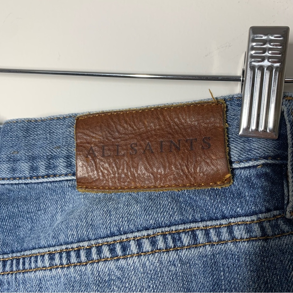 All Saints Frayed Raw Hem Denim Boyfriend Jeans Boys Jean Unpicked Size 26 - Picture 13 of 16